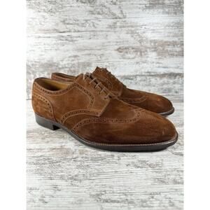 Men's John Lobb Darby Brown Suede Wingtip Oxford Dress Shoes Sz 9E EUC!